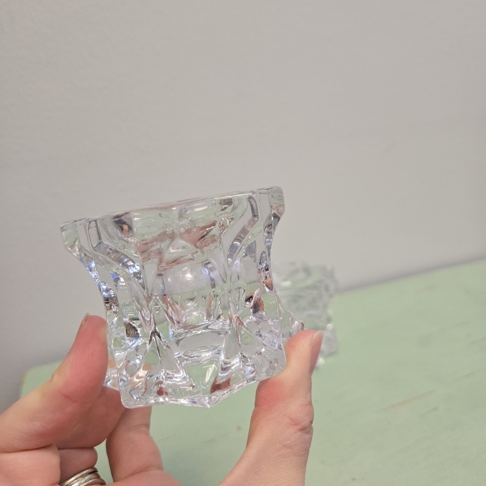 Mikasa Sparkling Star Clear Crystal Votive Candle Holders Pair - Picture 4 of 5